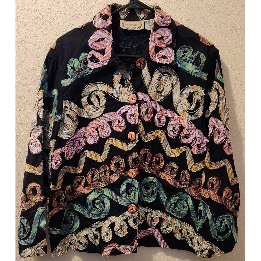 New Direction Womens Button Up Blazer Medium
